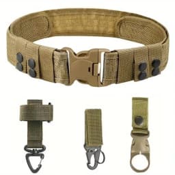 Adjustable Military Tactical Belt for Men, Wear Resistant Nylon Webbing Belt with Double Lock Safety Buckle, Outdoor Camping Hun