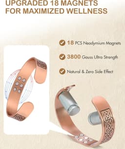 ARADOO Vintage Style Pure Copper Cuff Bracelets with 3500 Gauss Neodymium Magnetic Therapy Bangle Jewelry Gifts