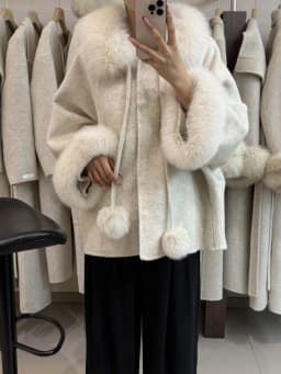 OFTBUY Women's Short Wool Coat Real Fox Fur Collar Cuffs Pom Pom Drawstring Woolen Clothing New Winter Warm Elegant Outerwear