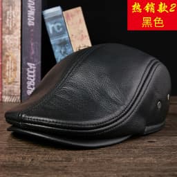 Genuine Cowhide Leather Men Berets Cap Hat High Quality Fashion Men's Real Leather Adult Black Hats