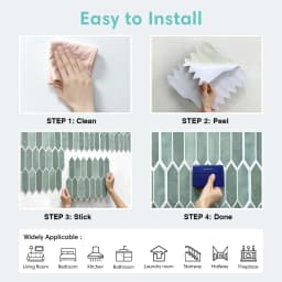 1/10pcs 3D Tile Sticker, Self-adhesive 3D Green Tile Backsplash for Kitchen and Bathroom, Waterproof Mold Resistant, 30x30cm