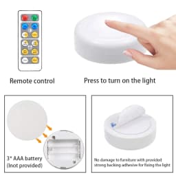 1-6pcs LED Under Cabinet Light 3 Colors Dimmable Night Light with Remote Control Battery Powered Bedroom Lamp Wardrobe Lights