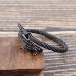 MKENDN Men Punk Viking Black Dragon Bangles Non-fading Stainless Steel Bracelet Vintage Open Cuff Charm Jewelry Norse Jewelry