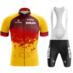2024 Jersey Set Strava Summer Short Sleeve Breathable Men's Mountain Bike Jersey Set Sweat-Wicking Quick-Drying Jersey
