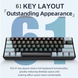 K61 60% Mechanical Keyboard Wired RGB, 61 Keys Mini Gaming Keyboard, Phantom RGB, Red/Blue Switch, Ergonomic, Portable for Gamer