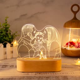Personalized 3D Photo Lamp Custom Night Light with Wooden Base Unique Gift for Valentine's Day Wedding Anniversary Mother's Day