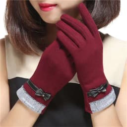 Slim Vintage Windproof Touch Screen Gloves Women Winter Full Finger Hand Warmer Suede Glove Female Young Students Wholesale G027