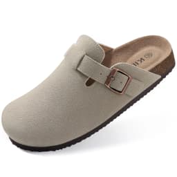Comwarm Buckle Clogs For Women Men New Genuine Suede Clogs with Arch Support Soft Cork Footbed Mules Fashion Thick Beach Sandals