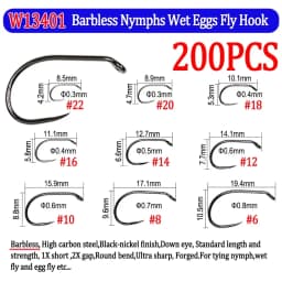 200pcs Barbed and Barbless Fishing Fly Hook Nymphs Pupa Egg Fly Dry Fly Wet Fly Jig Nymph Hook Caddis Streamer Fly Tying Hook