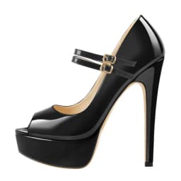 Onlymaker Women Black Platform Peep Toe Mesh Spike Pumps Sandals Thin High Heel Big Size Buckle Strap Party Shoes