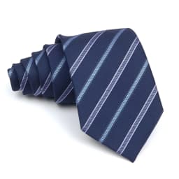 Men's Polyester 8cm Ties Vintage Navy Blue Striped Paisley Pattern Jacquard Weave Necktie Business Wedding Party Accessory Gift