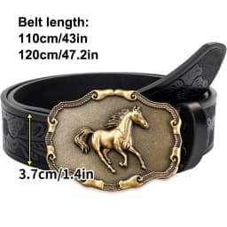 Golden Galloping Horse Belt Exquisite Carved Large Plate Buckle Alloy Buckle for Both Men and Women - Irregular Pattern Carved F