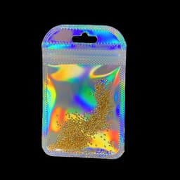50pcs Iridescent Ziplock Bag Transparent Laser Thicken Plastic Seal Bags for Jewelry Display Handicrafts Nail Eyelash Packaging