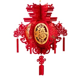 Chinese New Year Lanterns Lucky Non-woven 3D Puzzle Lantern with Chinese Red Fu 2024 Spring Festival Decorations Hangings