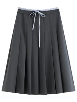 FSLE 2026 Autumn New Arrival Women's Plaid Spliced High-Waisted A-Line Skirt Elegant Blazer Style Pleated Skirt OL style Skirts