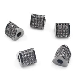 3pcs Micro Pave Zirconia Beads Round Geometry Metal Cubic Zircon Beads for DIY Bracelet Necklace Design Jewelry Crafts Making