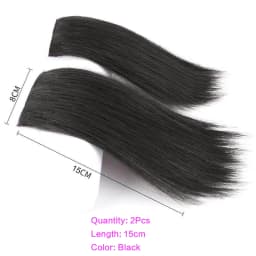 2Pcs Synthetic Short Straight Pad Invisible Hair Extension Lining of Hair Top Side Cover Hairpiece for Women