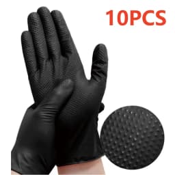 30/50PCS Black Nitrile Gloves Disposable 8Mil Thick Heavy Duty Industrial Safety Gloves Diamond Textured Mechanics Work Gloves