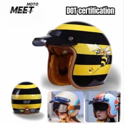 DOT Certification Women and Men Classical Carbon Fiber Motorcycle 3/4 Helmet Adults Moto Electric Scooter Open Face Helmet