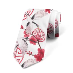 Design New 8CM Men Slim Fit Tie Crane Pattern Printing Fun Casual Fashion Necktie Bar Club Holiday Party Tie Japanese Gravatas