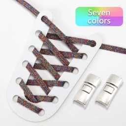 Rainbow Elastic Laces Sneakers Flats Cross buckle No Tie Shoelaces Adults Kids Fashion Glitter Rubber Shoelace Shoe Accessories