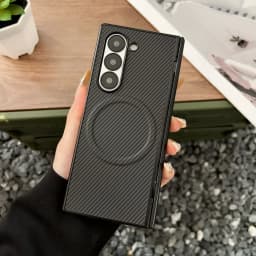 Luxury Carbon Fiber For Magsafe Hinge Case For Samsung Z Fold 8 7 6 5 4 Fold8 Ultra Wireless Charge Soft Silicone Bumper Cover