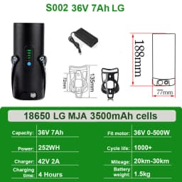 Bottle EBike Battery Pack 36V 10.5Ah 48V 7Ah With Branded 18650 Li-ion Cell Pack Bafang TSDZ2 750W 500W 350W 250W Mini Batteries