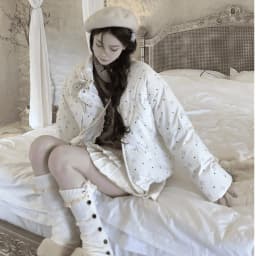 Women's Autumn Winter Outerwear Tops Cotton Breaded Clothes Bow Crushed Flower Outerwear Design Luxury Brand Simple Fashion