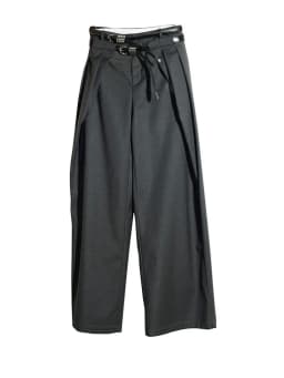 [EAM] High Elastic Waist Black Pleated Ruffles Long Wide Leg Pants New Trousers Women Fashion Tide Spring Autumn 2026 1DH8255