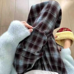 plus Size Plaid Pants Women's High Waist Straight Leg Fce Lined Casual Home Wear Polyester Fiber Elastic Band China Made