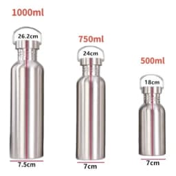 500/750/1000ml Stainless Steel Water Bottle Single Wall Large Capacity Big Mouth Vacuum Flasks with Lid Cycling Drinkware Sports