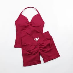 Keep That Pump 2 Piece Sets Shorts Top Women's Outfits Yoga Sets Gym Sets High Quality Seamless Lace-Up Bra Scratch Sports Sets