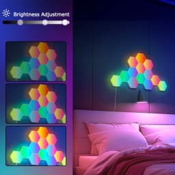 Smart Hexagon LED Wall Lights with App DIY & Remote Control Music Sync RGB Panels for Home Gaming Room Bedroom Living Room Decor Vibrant Geometric Design Indoor Party Festival Wall Decorative Light USB Powered Color Changing Modern Lights