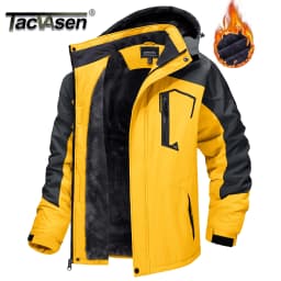 TACVASEN Men's Ski Parka Jacket Waterproof Fleece Lined Insulated Thermal Snowboard Sports Work Winter Jacket with Detached Hood