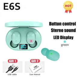 E6S Bluetooth Earphones with Mic TWS Wireless Digital Display Bluetooth Headset Noise Cancelling Headset for Xiaomi Huawei Oppo