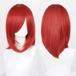 High Quality 40cm Medium Cosplay Wig With Bang Blond Pink Red Purple Blue Gray Heat Resistant Synthetic Hair Wigs