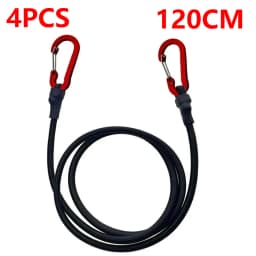 3PC 60-120cm 8mm Packing Ropes Outdoor Elastic Bungee Cords with Red Hooks Stretch for Bikes Car Luggage Roof Rack Camping Strap