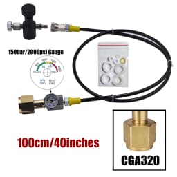 Sparkling Water Maker Blue Cylinder CO2 Refill Fill Station Adapter with Hose Gauge Kit, Soda Machine CO2 Bottle Charging Valve