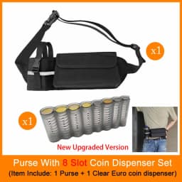 Multi Pocket Driver Waiter's Purse Waist Wallet 8 Slots Euro Coin Dispenser Coin Holder Sorter Collector Fanny Pack Cash Receipt