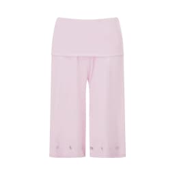 Women Capris Pants Summer Elastic Waist Solid Color Eyelets Casual Short Trousers Streetwear for Daily