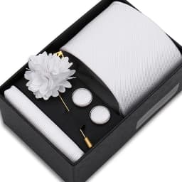 Top Quality Solid Color Ties Hanky Cufflinks Brooch Set Elegant Jacquard Necktie For Men Business Wedding In Gift Box Gravatas