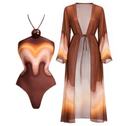 3Pcs Halter Swimsuit Sexy Women Bikini Push Up Swimwear Button Swimming Suits Female Long Skirt Cover Up Bathingsuit Beachwear