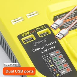 Battery Charger Compatible with Ryobi 12-18V Ni-CD Ni-MH Lithium Battery 85W Fast Charging Power Supply USB Port Indicator Light