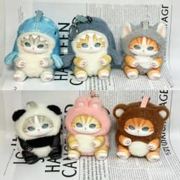 Cute Cat Doll Plush Keychain, Animal Dress Modeling, Vinyl Doll,bag Decoration Pendant,Surprise Blind Box,ideal Toy Gift Pendant