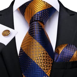 New Formal Ties Classic Blue Striped Necktie Handkerchief Cufflinks Gift For Men Wedding Tie Cravate Gravatas