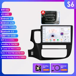 Hizpo 2 Din Android 13 For Mitsubishi Outlander 3 2012-2018 Car Multimedia Player Stereo CarPlay Navigation GPS Octa Core 7862