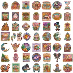 50PCS Fun Camping Cartoon Stickers Graffiti Notebook Waterproof Decal Skateboard DIY Suitcase for Waterproof Sticker Gift 