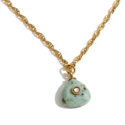 Yhpup New Arrivals Natural Stone Rectangle Triangle Necklace Pendant Exclusive