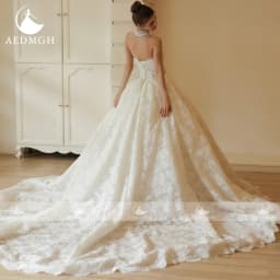Aedmgh A-Line Romantic Wedding Dresses Strapless Backless Vestido De Novia Lace Appliques Glamorous Custom Made Bridal Gown