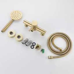 Bathroom Shower Faucet Set Brushed Gold 304 Stainless Steel Wall Mounted Shower Handheld Cold And Hot Water Mixer Taps